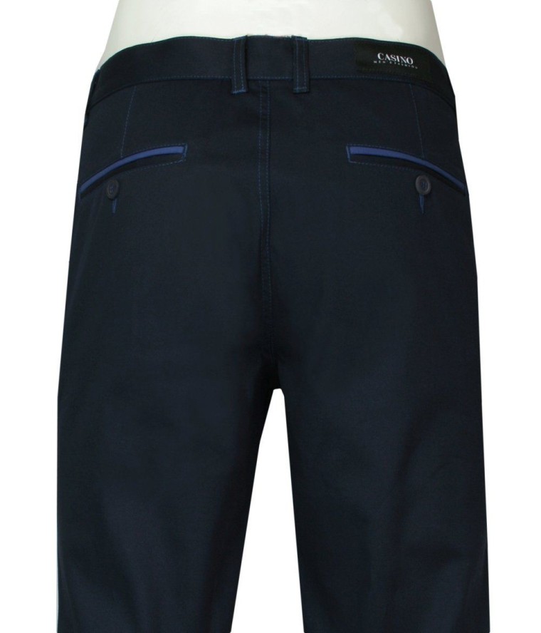 Eleganckie, Ciemne Granatowe Męskie Spodnie Garniturowe, Wizytowe -CASINO