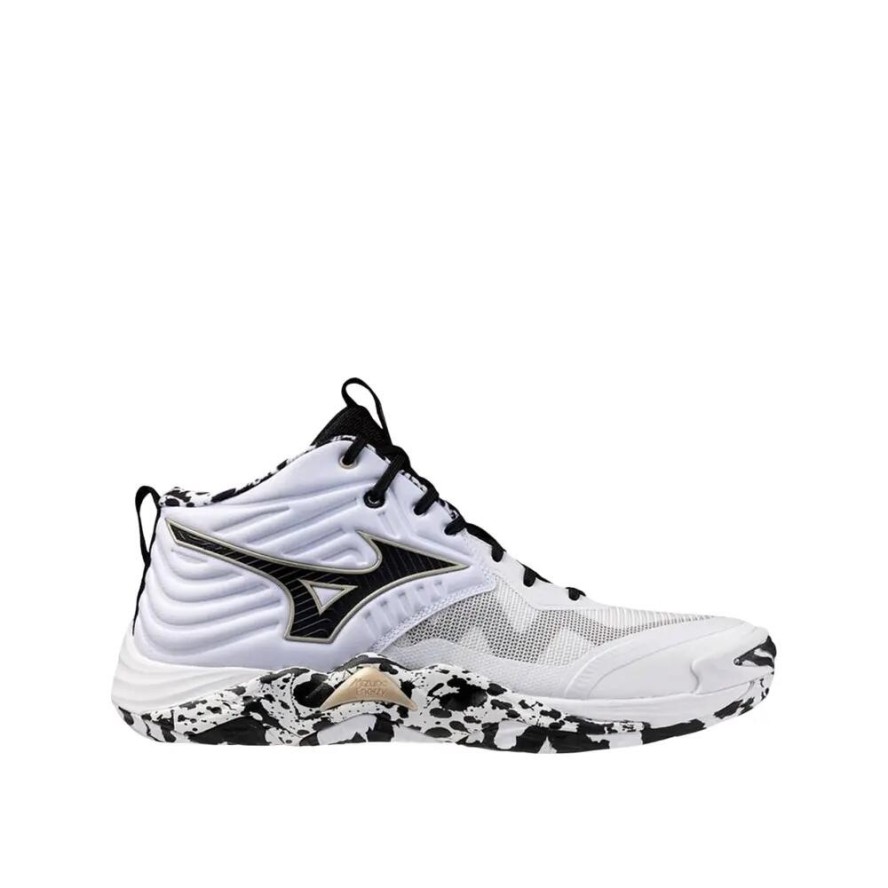 Buty siatkarskie Mizuno Wave Momentum Elite MID Białe, Czarne, Złote