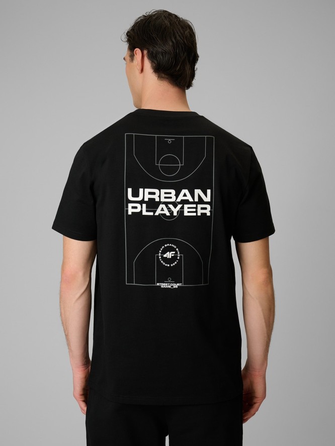 4F T-shirt relaxed z nadrukiem męski - czarny L