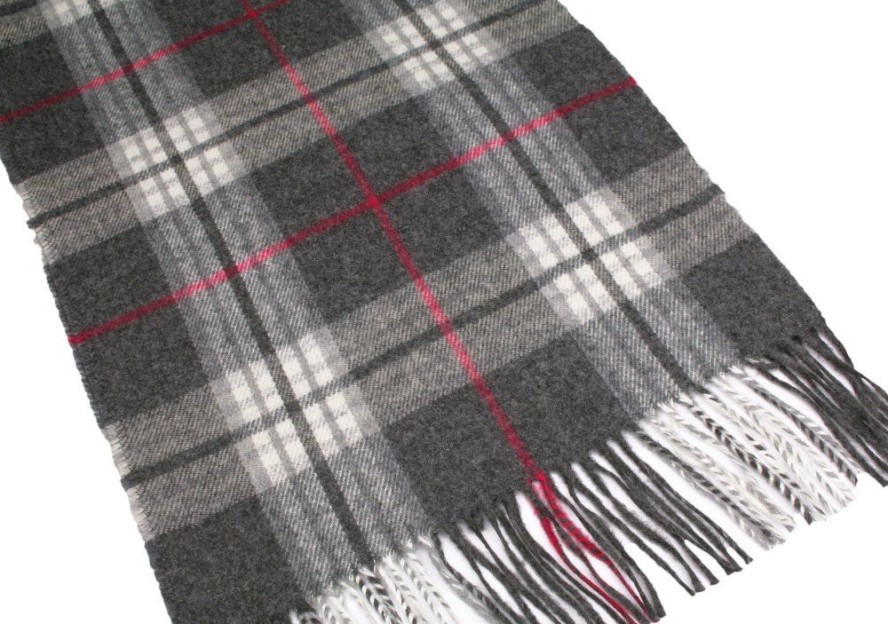 Szalik Męski, Szary w Kratkę, Jesienno-Zimowy z Frędzlami, Ciepły -V. FRAAS