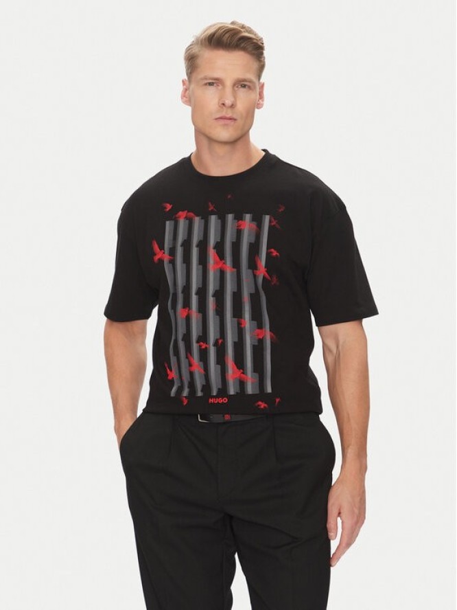 HUGO T-Shirt Digraph 50542581 Czarny Oversize