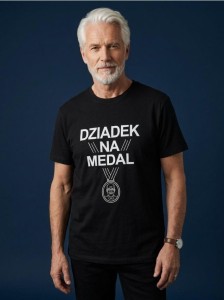 Bawełniana koszulka z napisem na dzień dziadka - czarny