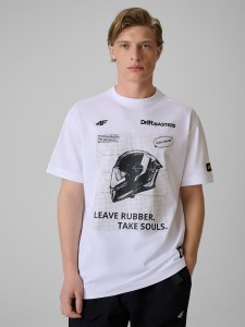 4F T-shirt loose z nadrukiem uniseks 4F x Drift Masters - biały L