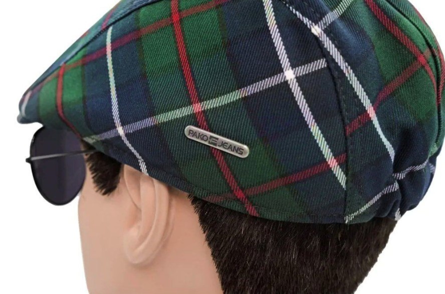 Męski Wiosenno-Letni Kaszkiet - Pako Jeans - Zielona Krata