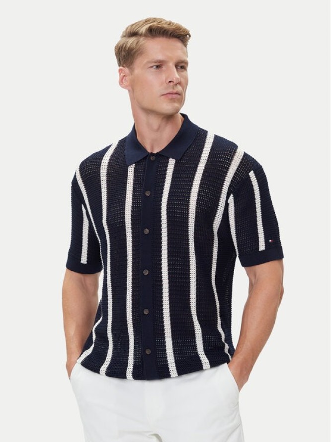 Tommy Hilfiger Koszula Vertical MW0MW41225 Granatowy Regular Fit