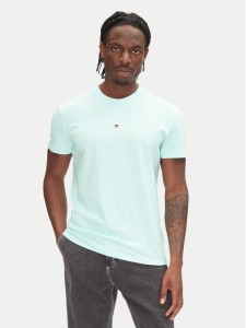Tommy Jeans T-Shirt Linear Logo DM0DM20744 Zielony Regular Fit
