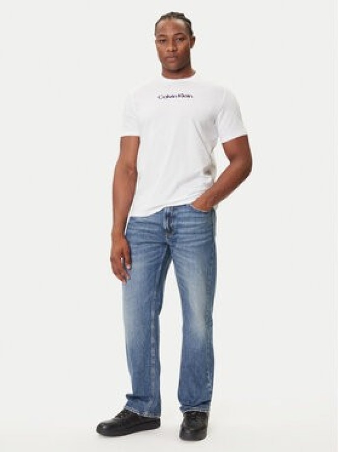 Calvin Klein Jeans T-Shirt Glitched Logo LV04RC858G Biały Regular Fit