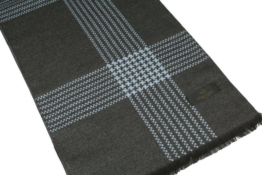 Jesienno-Zimowy Szalik Dwustronny - Wiskoza - Szarość i Niebieski