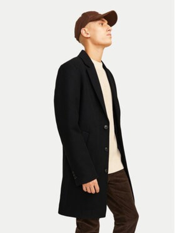 Jack & Jones Płaszcz wełniany Harris 12263845 Czarny Regular Fit