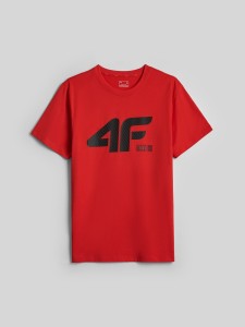 4F T-shirt regular z nadrukiem męski - czerwony L