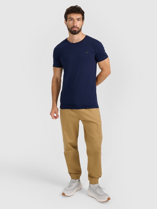 4F T-shirt slim gładki męski - granatowy XXL