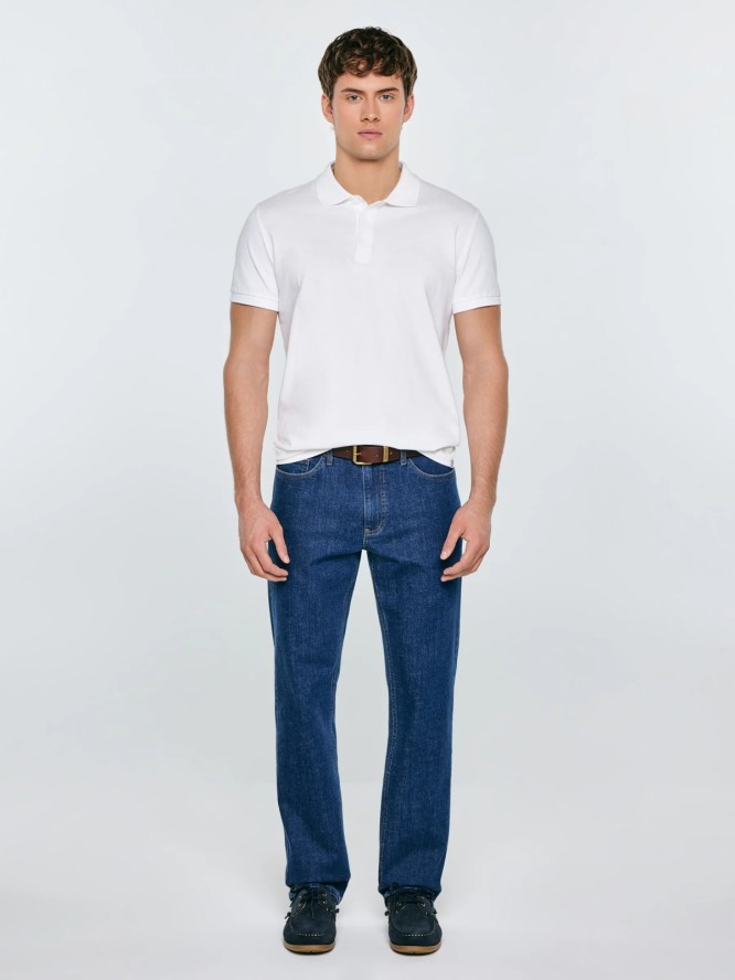 Jeansy męskie z prostą nogawką granatowe Colt 539