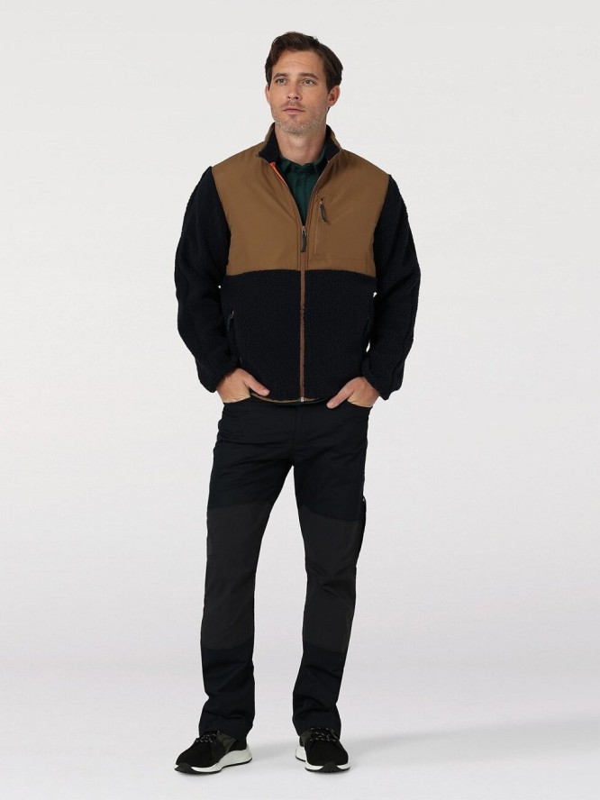 WRANGLER FZ CAMP FLEECE MĘSKA KURTKA PRZEJŚCIOWA LOGO DARK SAPPHIRE W6G2EZB08 112324307