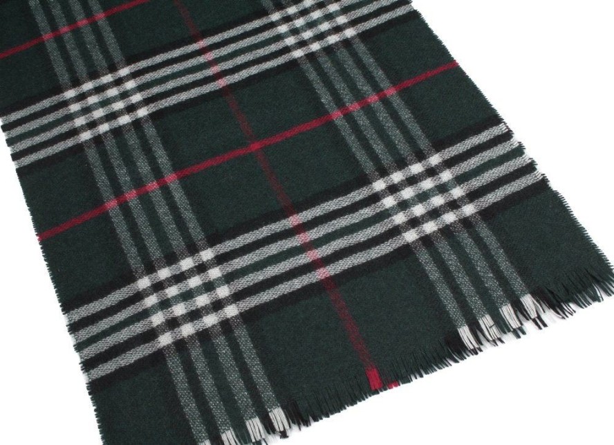 Szalik z Kaszmiru, Zielony w Kratkę, Delikatny, Miękki, Ciepły -V. Fraas