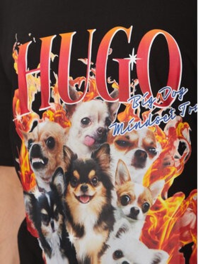 HUGO T-Shirt Dugie 50538259 Czarny Oversize