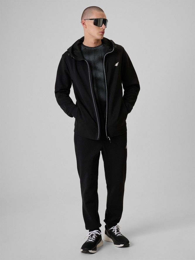 4F Bluza dresowa regular z kapturem męska - czarna S