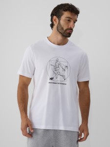 4F T-shirt regular z nadrukiem męski - biały XXL