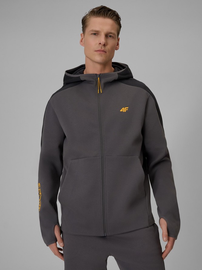 4F Bluza dresowa regular z kapturem męska - szara XL