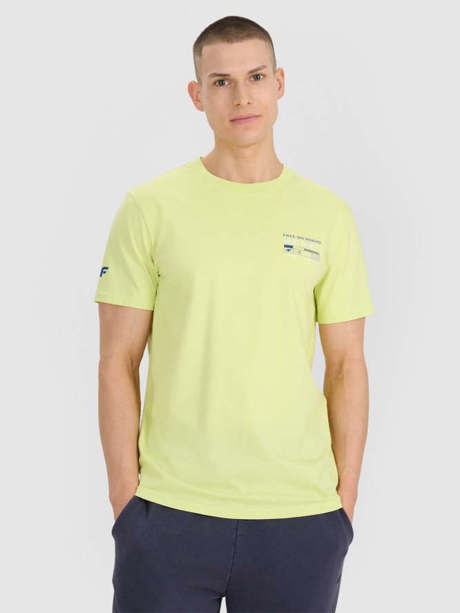 4F T-shirt regular z nadrukiem męski - zielony XXL
