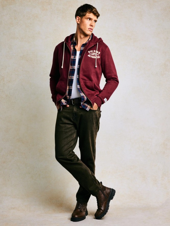 Bluza męska rozpinana z kapturem z kolekcji Authentic bordowa Karol 604