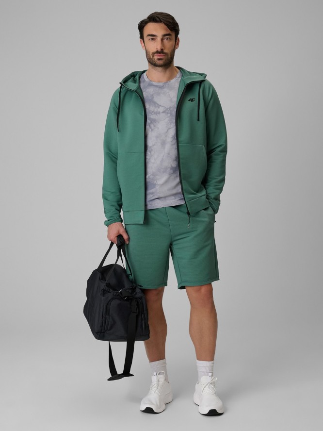 4F Bluza treningowa regular z kapturem męska - turkusowa S