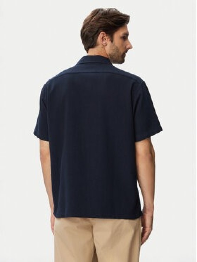 Jack & Jones Koszula Global Waffle Resort 12295551 Granatowy Relaxed Fit