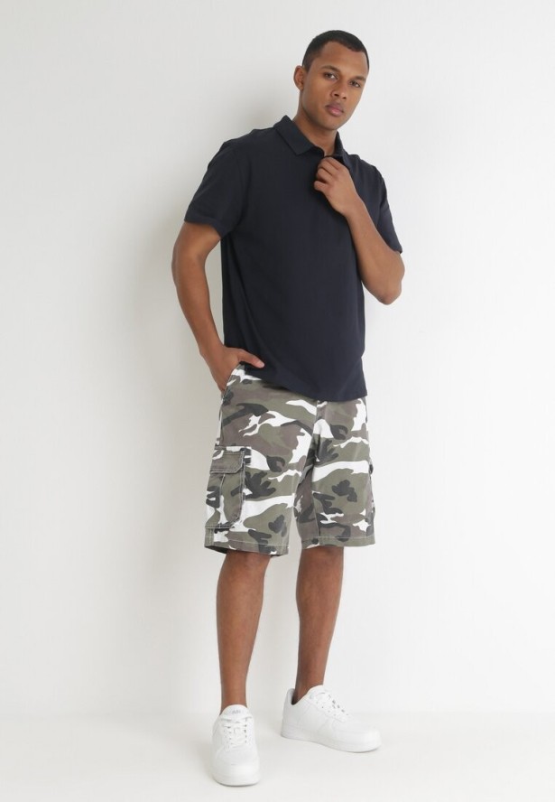 Zielone Szorty Moro z Szerokimi Kieszeniami Herkett