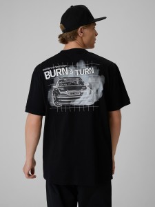 4F T-shirt loose z nadrukiem uniseks 4F x Drift Masters - czarny XS