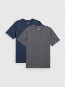 4F T-shirt regular gładki męski (2-pack) - multikolor M