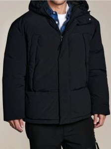 Pikowana kurtka puffer z kapturem - czarny