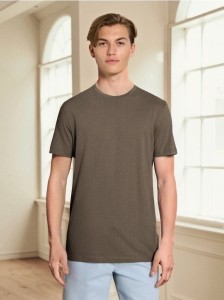 Bawełniana koszulka z krótkim rękawem - brązowy