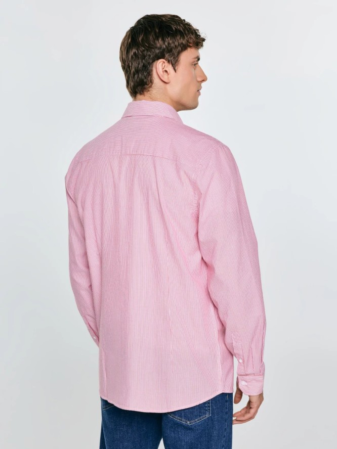 Koszula męska w prążek czerwona Cosiser 603