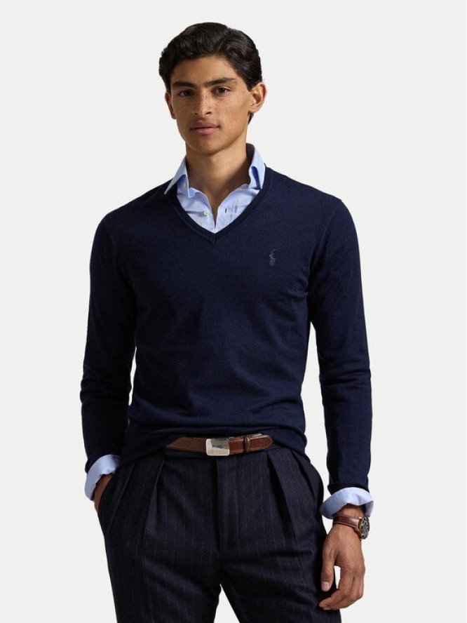 Polo Ralph Lauren Sweter 710946142001 Granatowy Slim Fit