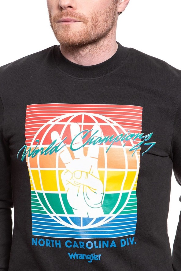 BLUZA WRANGLER GLOBE SWEAT FADED BLACK W6C5HXXV6 112130708