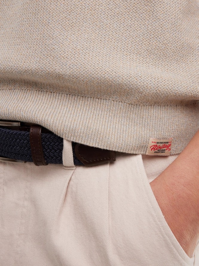 Sweter męski polo z krótkim rękawem beżowy Polonezzo 801