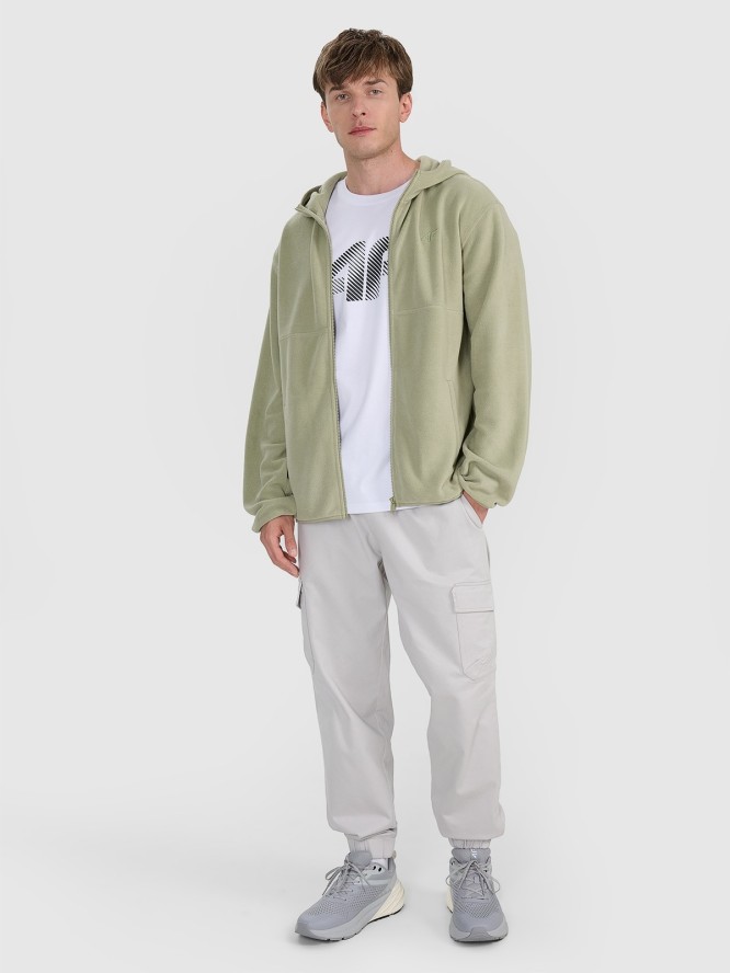 4F Polar z kapturem regular męski - oliwkowy XXL