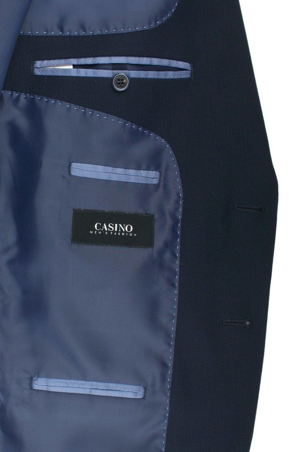 Męski, Taliowany Garnitur (Wesele, Studniówka) - Casino - Ciemny Granat