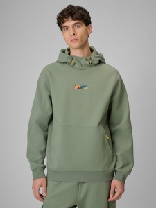 4F Bluza dresowa regular z kapturem męska - khaki XL
