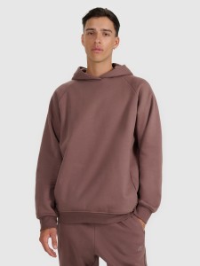 4F Bluza dresowa nierozpinana z kapturem męska - brązowa M