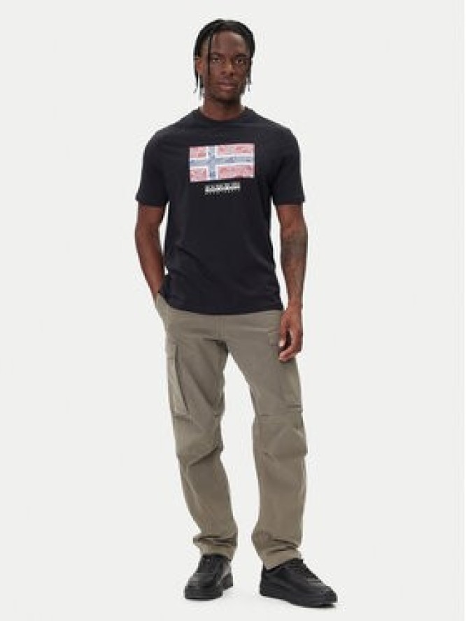 Napapijri T-Shirt S-Drapeau Ss NP0A891K Czarny Regular Fit