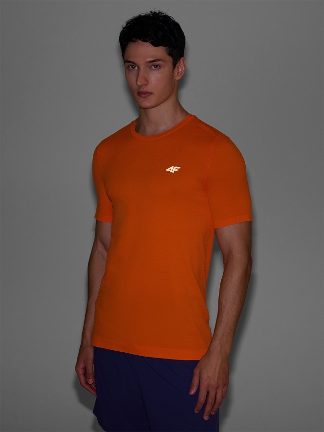 4F Koszulka do biegania szybkoschnąca męska - pomarańczowa L/XL