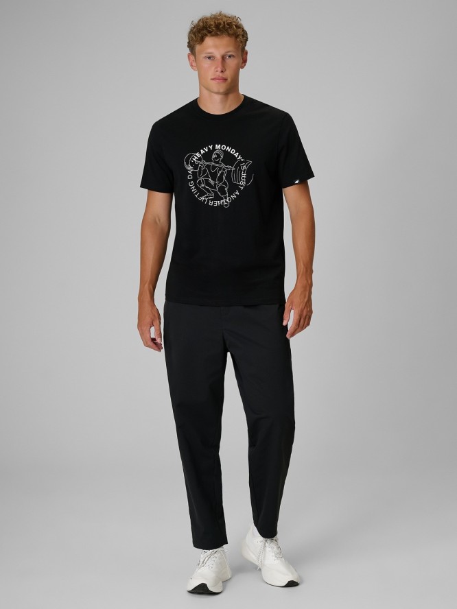 4F T-shirt regular z nadrukiem męski - czarny S