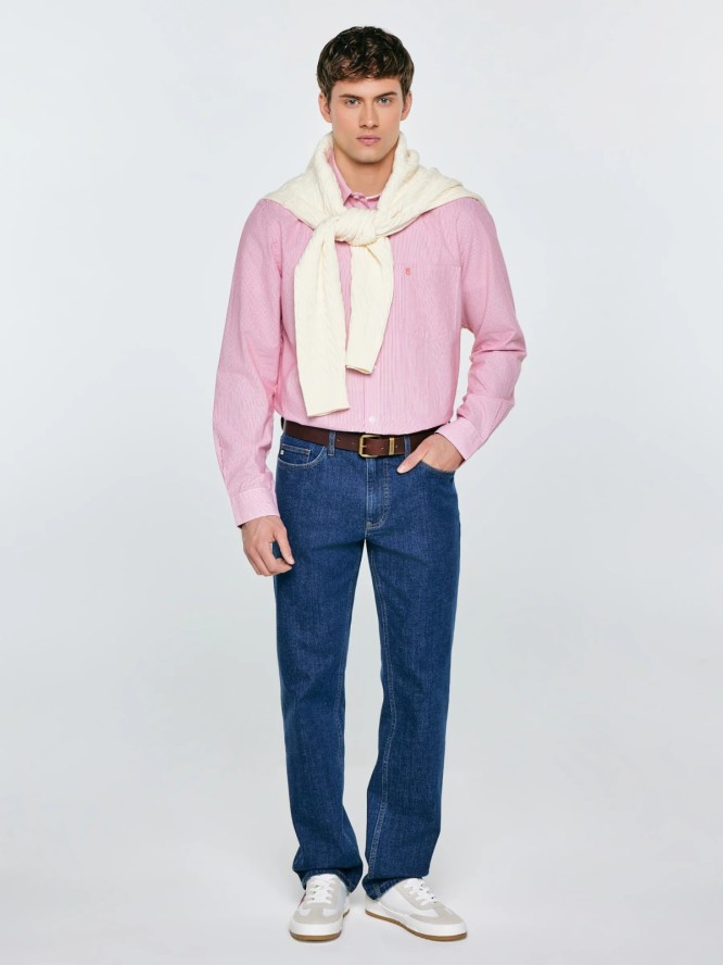 Koszula męska w prążek czerwona Cosiser 603