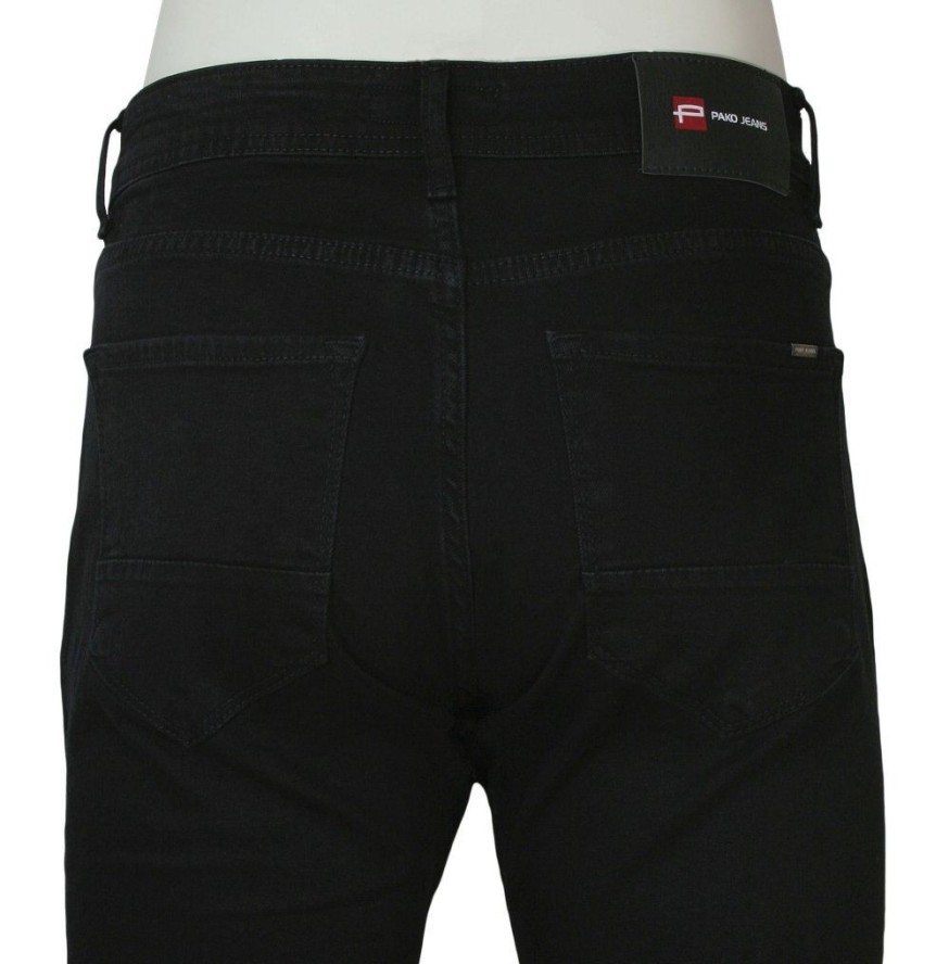 Spodnie Męskie, Czarne JEANSY, Regular Fit, Zwężana Nogawka -PAKO JEANS
