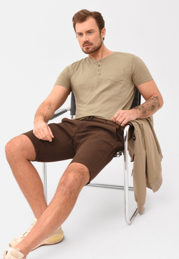 T-shirt z rozpinanym dekoltem T-WARREN