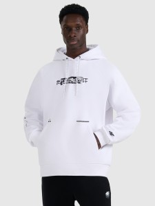 4F Bluza dresowa nierozpinana z kapturem męska - biała XXL