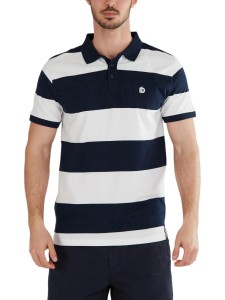 T-shirt męski Fundango Incognito Stripe z kołnierzykiem