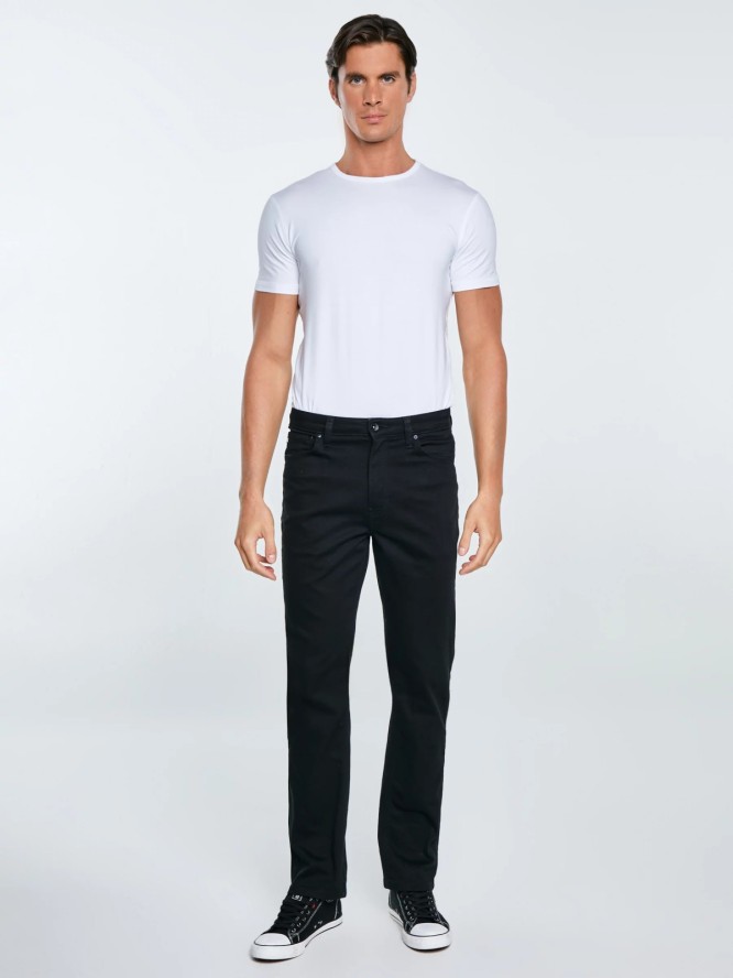 Jeansy męskie z prostą nogawką czarne Toros 915