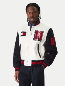Tommy Hilfiger Kurtka bomber Varsity MW0MW41866 Écru Regular Fit