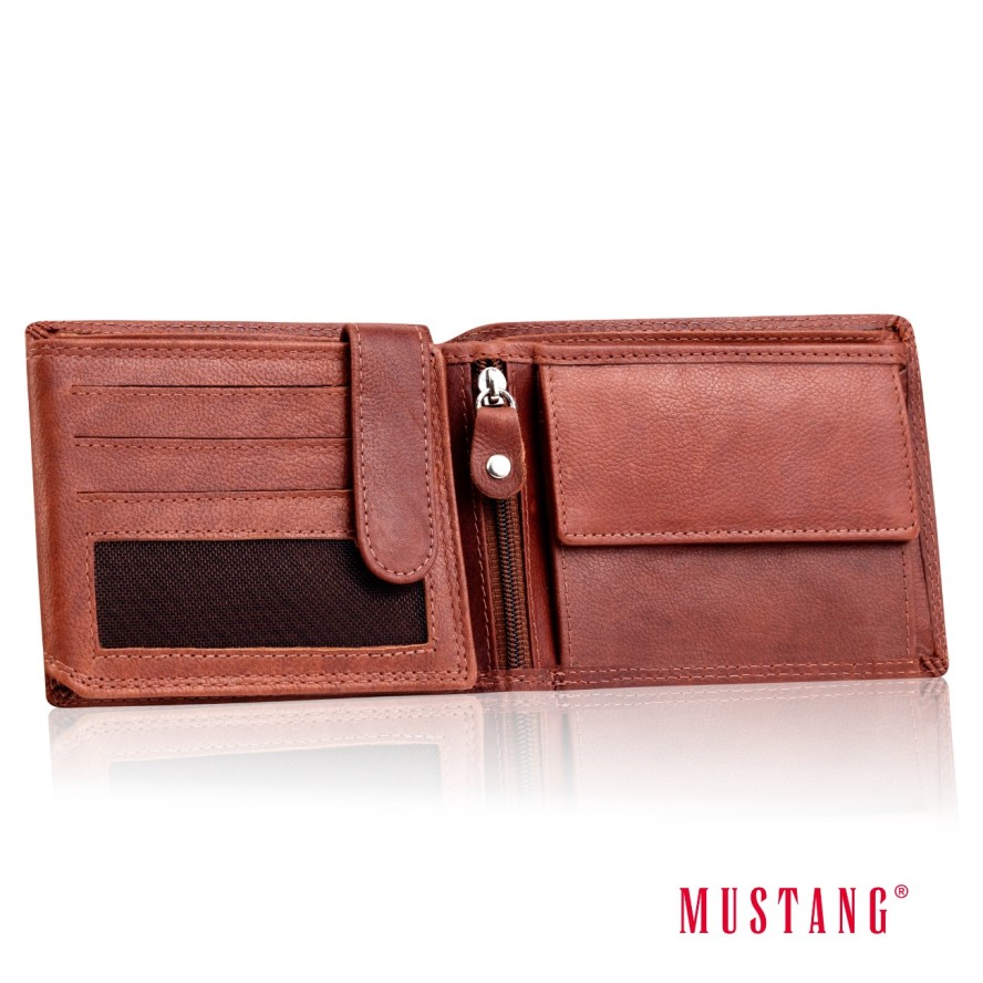 MUSTANG Denimo Wallet Side Opening SKÓRZANY PORTFEL POJEMNY NA KARTY PREMIUM
